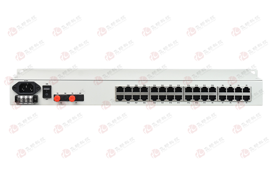 飛暢科技-32路電話+8E1+8FE物理隔離（1+1光備份，19英寸）電話光端機(jī)