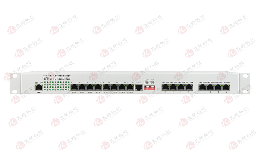 飛暢科技-32路電話+16E1+4FE+4GE+2路數(shù)據(jù)+SNMP+console（19英寸，物理隔離）電話光端機(jī)